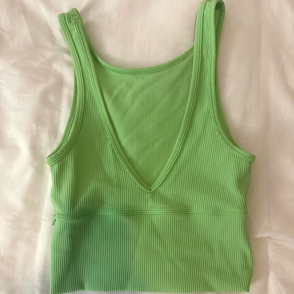 Green Ribbed Tank Top - Picture 2 of 3